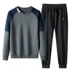 Menina de pista masculina Spring Autumn Casual Set Round Neck Sweatshirt e Swearpante de moletom de algodão traje esportivo masculino de moda