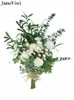 Bruiloft bloemen Janevini 2023 Witte bruid boeket kunstmatige groene eucalyptus bladeren bruids ramos de novia mariage