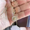 Kolye Kolye Moda Mücevher Mücevherleri için Ayçiçeği Kolyesi Zirkon Büyük Lüks Sadaka Kore Stil Toptan Damla Teslimat Dh1E7
