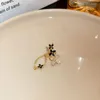 Backs Earrings Clear Zircon Black Drop Glaze Golden Flower For Woman Fashion Chain Tassel Ear Clip Piercing Fake Pircing Bride Gift