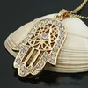 Personality Palm Eyes Hand of Fatima Pendant Necklace Gold Plating Ladies Necklaces