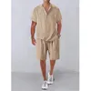 Tracce da uomo da uomo Set di uomini a colore Summer Summer Outfits Shirtshorts a manica corta