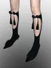Diseño de calcetines de mujer Basque de hebilla Estilo chino Chino Dark Women's Summer's Summer Knee-High Rayed Hole Digging