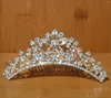 Clip per capelli Princess Bridal Wedding Testaggio Crystal Crown Accessori coreano gioiello Bride Silver Color Gold Girl