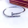 Projektant bransoletki paznokci Diamentowa biżuteria różowa złoto dla kobiet mężczyzn Bangle All Diamonds Stal nierdzewna 95QD#