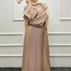 Roupas étnicas Ramadã Muslim Kaftan Abaya Dress Modest Women Mulheres Putres Buff Shining Dubai Turquia Hijab Islâmico Caftan Marocain