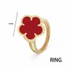 Wedding Rings Natural Gem Four-leaf Clover Ring Fritillary Peacock Stone Plum Blossom Ring Waterproof Jewelry for Women Gift Drop 230815