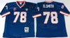 1960 1994 xxv football 78 Bruce Smith Jersey 83 Ander Reed 32 OJ Simpson 12 Jim Kelly 34 Thurman Thomas Team Blue White Man Vintage 35e anniversaire 75e éd