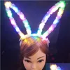 Decoração de festa 10pcs 18,5 cm LED orelhas longas e luminárias Mulheres meninas iluminam acessórios de cabelo Halloween Rave Supplies Drop dell DHE75