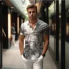 Herren -Casual -Shirts Sommerhemd Schwarz -Weiß -Stadt 3D Printed Style Mode hohe Qualität