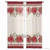 Cortina de Natal Flor de inverno cortinas transparentes para sala de estar de tule imprimida Curta