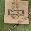 Märke vintage smycken set medeltida underbar kopparblomma rosa diamantarmband halsband armband örhängen lyx komplett fest smyckesuppsättning