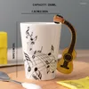 Canecas Tingke Modern Minimalist Musical Instrumento musical Creamic Creative Shape Creative Handle Water Coffee Cup