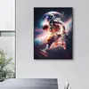Canvas Painting Space Astronaut Play Basketball Fire Ball Colorful Sports Posters And Prints Wall Art For Sports Room Boys Bedroom Home Decor Wo6