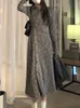 基本的なカジュアルドレスディープタウンY2Kビンテージグレーシャツドレス女性韓国スタイル不規則な長袖ボディコーンニットブラウスドレスエレガントなベスティドス230815