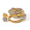 Bangle Damen Vintage Gold plattiert Edelstahl vertikales Muster Luxus über Armband Schmuck Geschenk für Damen