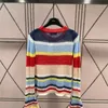 Kvinnors tröjor Small Crowd Design 2023 Spring Summer Lazy Style Color Stripe Hollow Mohair Knitwear Women's Perspective Sweater 230815