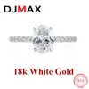 Bröllopsringar DJMAX 13 Oval Cut D Color Ring for Woman 18K White Gold Plated 925 Sterling Silver Engagement 2023 230816