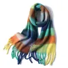 Scarves Women Plaid Scarf Winter Pashmina Shawls Cashmere Thick Wraps Lady Tassel Warm Scarves Rainbow Hairy Bufanda 230815