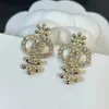 Luxe gouden sieraden Diamant charme oorbellen ontwerper voor dames studoor oren bling bloemen bungle earing hoepels oorbel jwerigheid 238161c