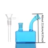 Neuester blau Mini Quadratglas Bong Ölbrenner Dab Rig Bong Shishs Kreativer Bubbler Tabakwasserrohr zum Rauchen 14mm Gelenk