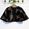 Scarves Women's Spring Autumn Vintage Embroidery Black Velvet Pashmina Female Winter Shawl Cloak Collar R1394
