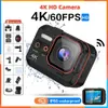 Câmeras à prova de intempéries 60fps mini câmera wifi esporte ao ar livre de 170 ° de largura 4k HD Cam Cam de bicicleta à prova d'água Corpo de capacete com tela de LED 230816