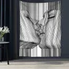 Tapestries Creative Line Draw Tapestry Wall Hanging Hippie Kiss Wall Decor Tapestry Abstract Carpet Wall Cloth Tapestries