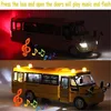 Descompressão Brinquedos de brinquedo de brinquedo de brinquedo de brinquedo veículos elenco amarelo liga grande puxar para trás 9 '' Bus com sons e luzes para crianças 230816