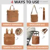 Diaper Bags 2022 New Mom's Bag Pu Leather Diaper Backpack with Replacement Pad Baby Organizer Baby Sleeping Bag Mom Dad's Backpack Z230816