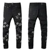 Herenjeans designer jeans paars heren dames man amirs slim fit denim letterprint broek mode outdoor heren streetwear kleding groot formaat broek 0TUS