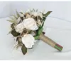 Bröllopsblommor 2023 Vintage Ivory White and Brown Poney Bride Holding Outdoor Simulation Bouquet Bridal Fiori