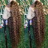 Synthetische Perücken heben Ombre Curly Human Hair 13x4 Spitze Frontalperücke 4 27 farbige Deep Wave 13x6 Front für Frauen 230815