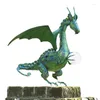 Садовые украшения зеленый дракон Статуя с солнечной жемчужной смолой