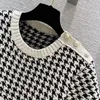 Женские свитеры мода черная белая хундстазинская клетчатая вязаная свитер.