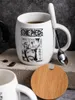 Muggar Anime Coffee Mug Ceramic Skull Cartoon Cup Set With Cover and Spoon Girls Pojkar Birthday Christmas Gifts 230815