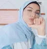 Etnische kleding Jtvovo Runmeifa 2023 Zomer Moslim Moslim Solid Color Bubble Chiffon TuLle Hijab Veil Headscarf Tulband All-Match Fashion Arab Islam