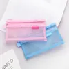 Storage Bags Simple Transparent Zipper Pencil Case Mesh Cosmetic Bag Clear Stationery Nylon Makeup Pouch Portable Travel Handbag