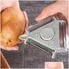 Fruit Vegetable Tools Sublimation 3 In 1 Peeler Stainless Steel Potato Slicer Shredder Mtifunctional Peelers Cutter Grater Drop Deli Dhuo2