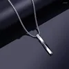 Hänge halsband Hip Hop Jewelry Titanium Steel Rectangular Spiral Cube Long Strip Accessories Fashion Simple Men and Women Necklace Gift