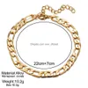 Charm Bracelets New 18K Gold Figaro Chain Bracelet European American Fashion Anklet For Women And Men Factory Price Jewelry Drop Deliv Dhx0W