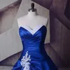 Robe de mariée bleu Royal et perles blanches, avec des appliques, col en cœur, sans bretelles, robe de bal, robes de soirée, 328 328