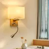 Wandlampen ontwerper houten ijzer led slaapkamer bedkamer bed lamp gangpad verlichting achtergrond achtergrond sconce decor nachtlicht linnen lampenkap