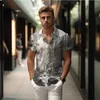 Herren -Casual -Shirts Sommerhemd Schwarz -Weiß -Stadt 3D Printed Style Mode hohe Qualität