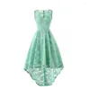 Casual Dresses 2023 Women's Summer Elegant Round Neck Sleeveless High Low Hem Lace Party Club Dress Daily