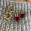 Dangle Ohrringe Fashion Metallic Bambus Wein Red Heart für Frauen 2023 kreatives Schmuck Großhandel