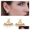 Stud lyxdesigner smycken kvinnor örhängen diamant asfalterade öron jacka örhänge tillbehör för flicka droppleverans dhrsa