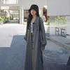 Women's Trench Coat Lantern Sleeve Spring Fall Doll Collar Belt Slim Korean Fashion Overcoat Loose Long Female Windbreaker 230815