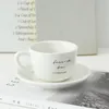 Mugs Ins France Style Coffee Set Art Letters Pattern Design Tea Water Cup and Saucer 220ml Korean 230815