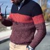 Men's Sweaters PlusSize SlimFit Lapel Color Matching Knit Zipper Sweater Daily Casual Autumn And Winter Pullover Street Tshirt 230815